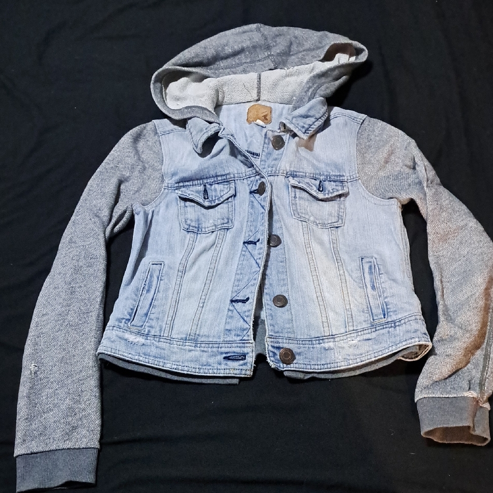 American Eagle Outfitters Denim Jacket with Gray Sleeves
